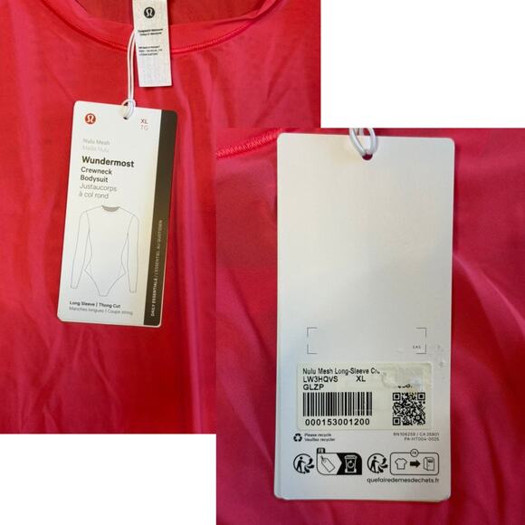 Lululemon Wundermost Crewneck Bodysuit XL Glaze Pink Long Sleeve NWT - Picture 6 of 6